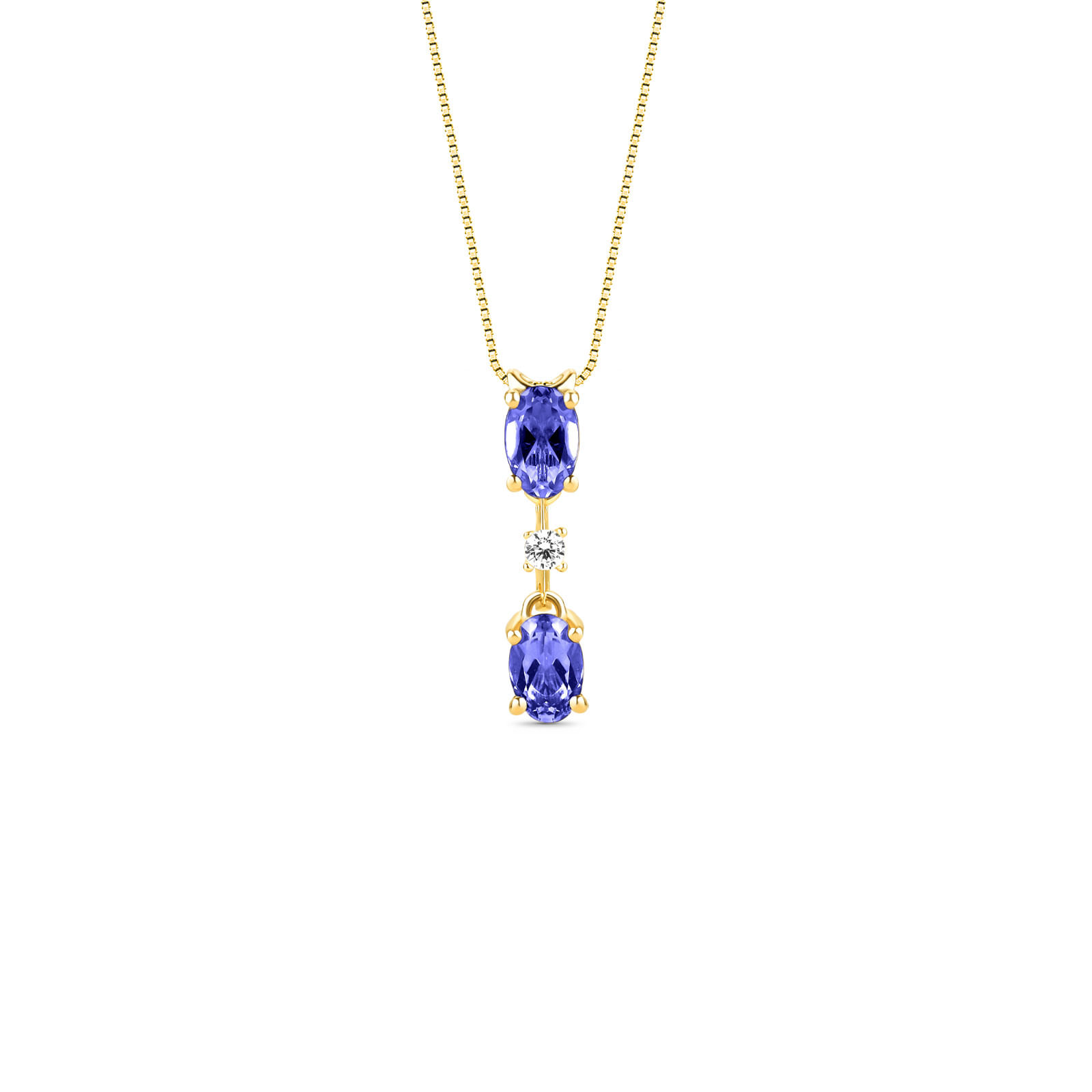 Pingente Duquesa em Ouro Amarelo 18k com Iolitas e Diamante 0,04 ct
