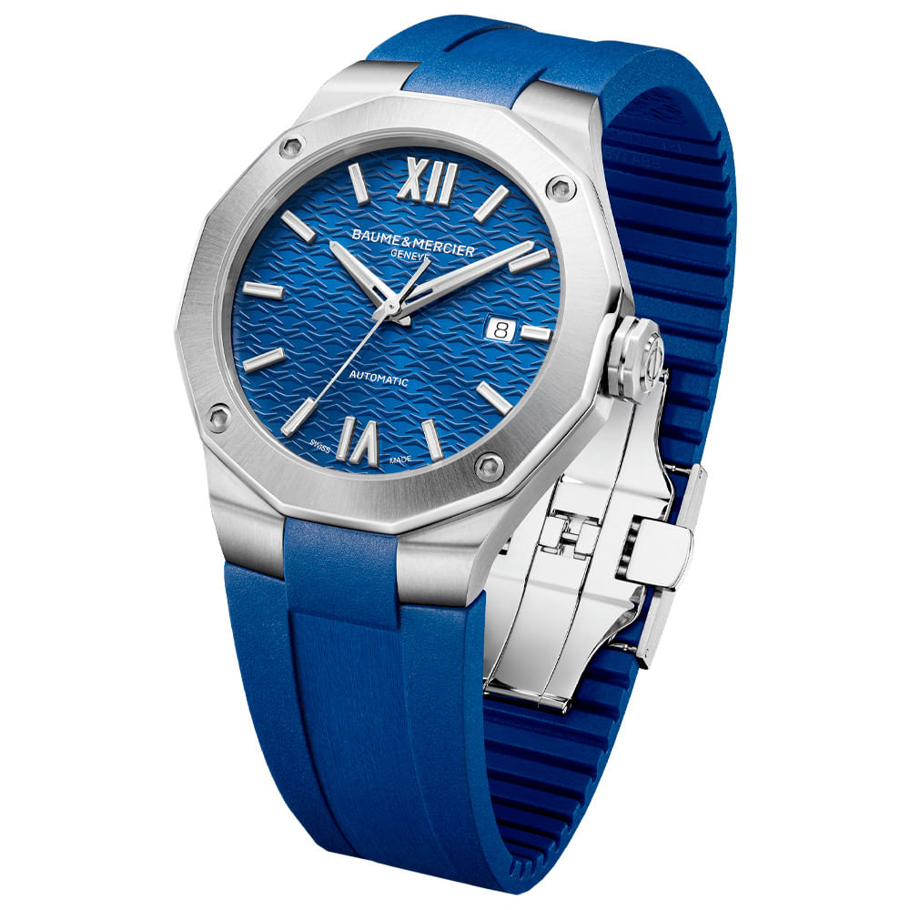 Rel gio Baume Mercier Masculino Borracha Azul M0A10619 10 ATM