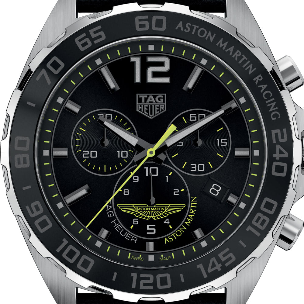 Rel gio TAG Heuer Formula 1 Masculino Couro Preto e Verde Lim o