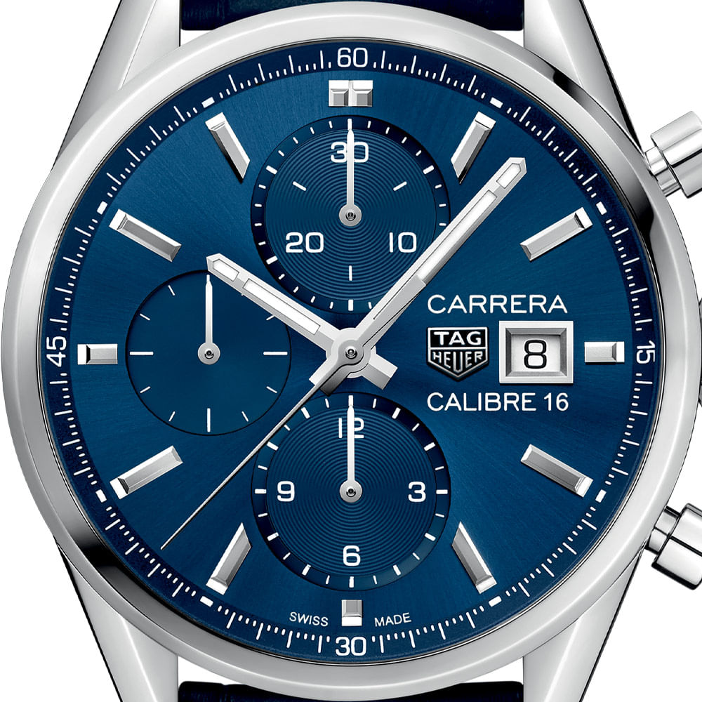 Rel gio TAG Heuer Carrera Masculino Couro Azul CBK2112.FC6292