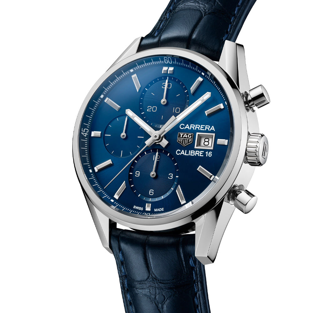 Rel gio TAG Heuer Carrera Masculino Couro Azul CBK2112.FC6292