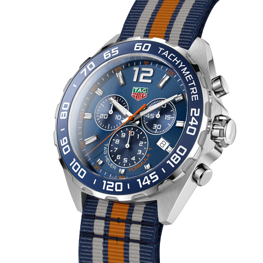 Rel gio TAG Heuer Formula 1 Masculino NATO Azul Laranja e Branco