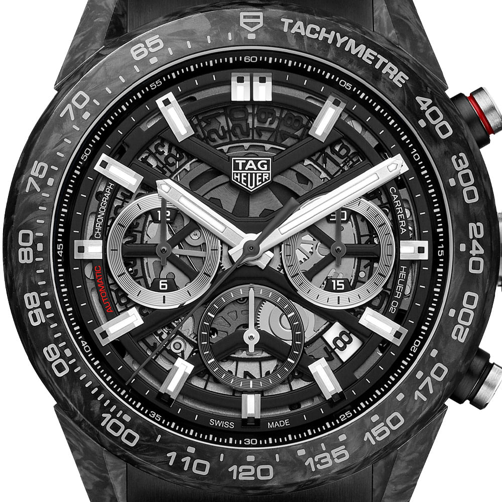 Rel gio TAG Heuer Carrera Masculino Borracha Preta CBG2A91