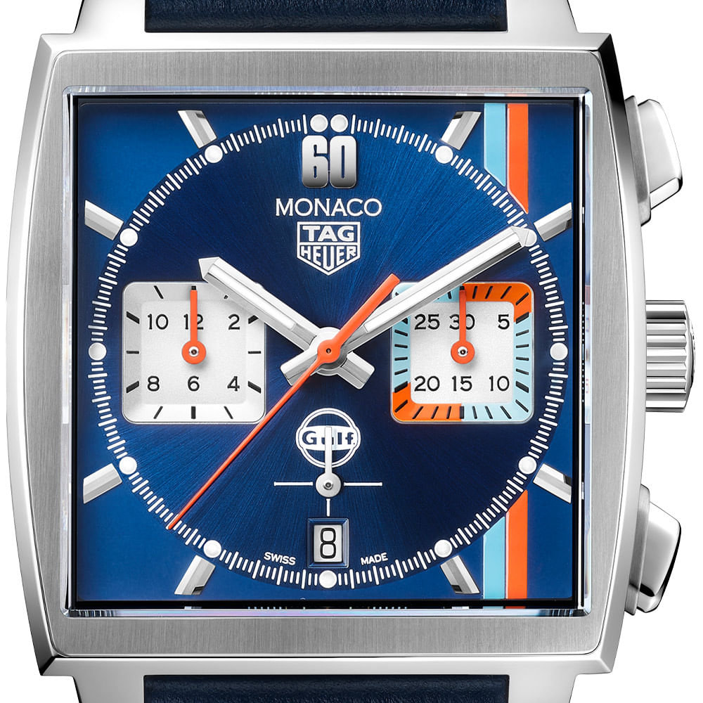 Rel gio TAG Heuer Monaco Masculino Couro Azul CBL2115.FC6494