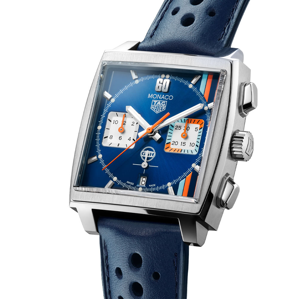 Rel gio TAG Heuer Monaco Masculino Couro Azul CBL2115.FC6494