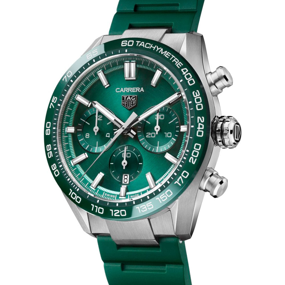 Rel gio Tag Heuer Carrera Masculino Borracha Verde CBN2A1N.FT6238