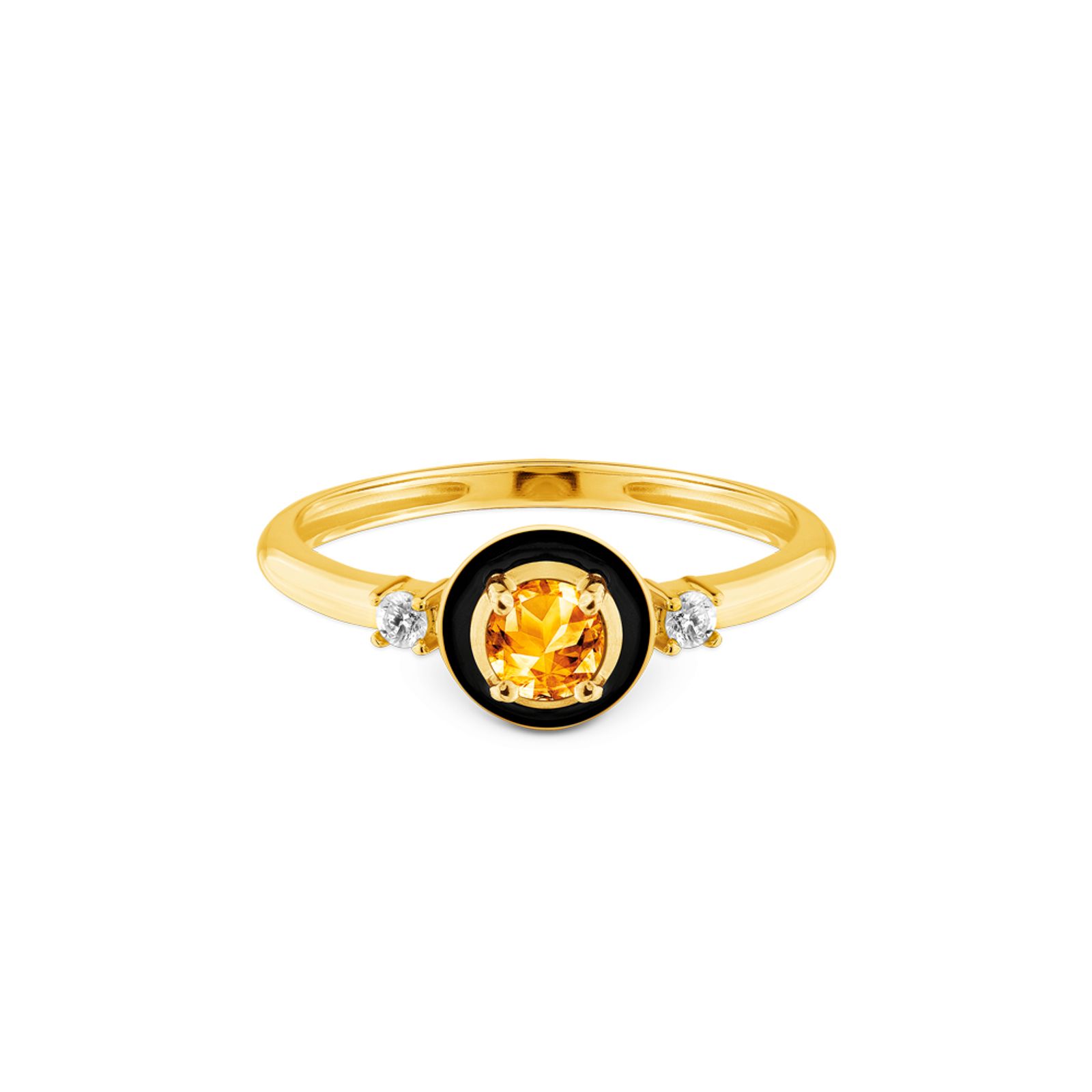Anel Policroma em Ouro Amarelo 18k com Citrino e Diamantes