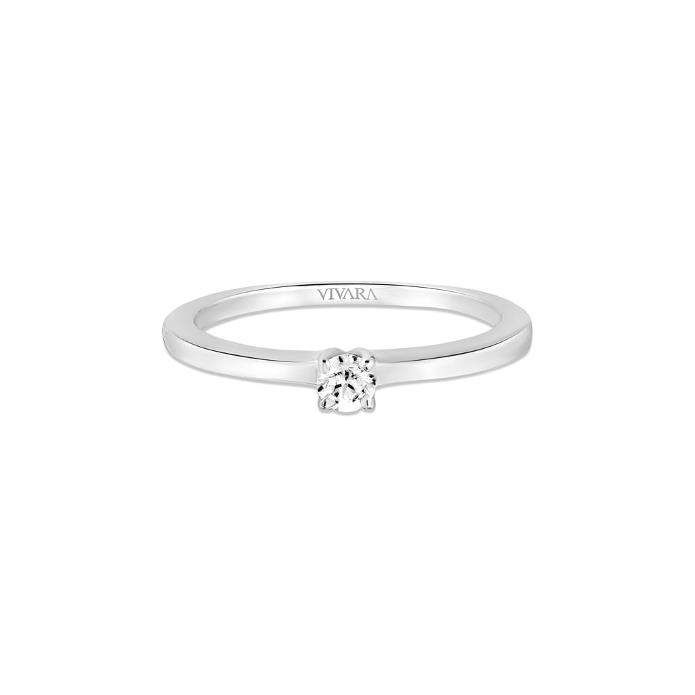 Anel Solitário Classic em Ouro Branco 18k com Diamante 0,09 ct