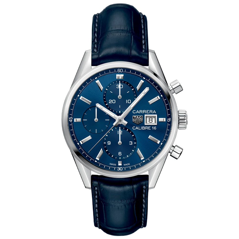 Rel gio TAG Heuer Carrera Masculino Couro Azul CBK2112.FC6292