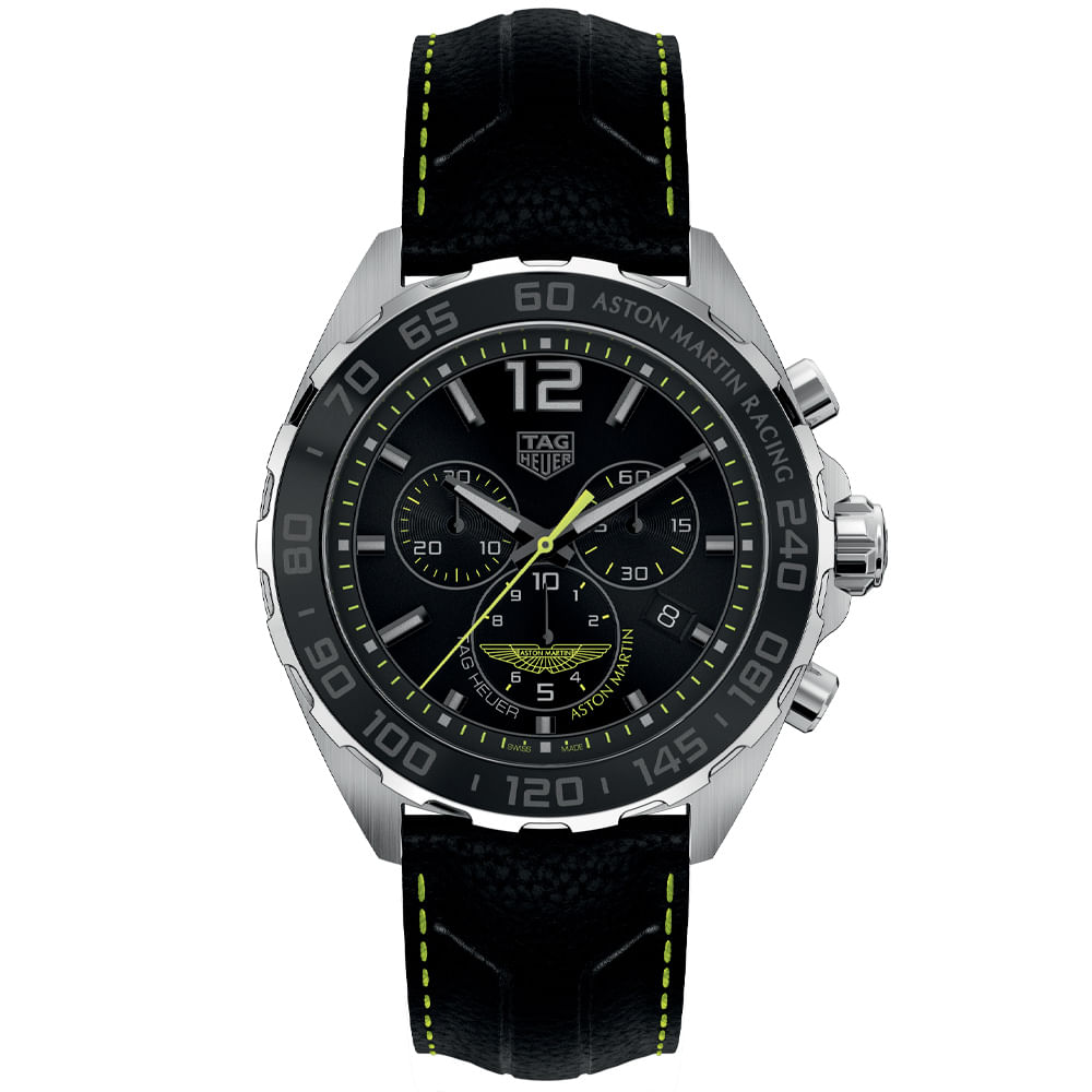 Rel gio TAG Heuer Formula 1 Masculino Couro Preto e Verde Lim o