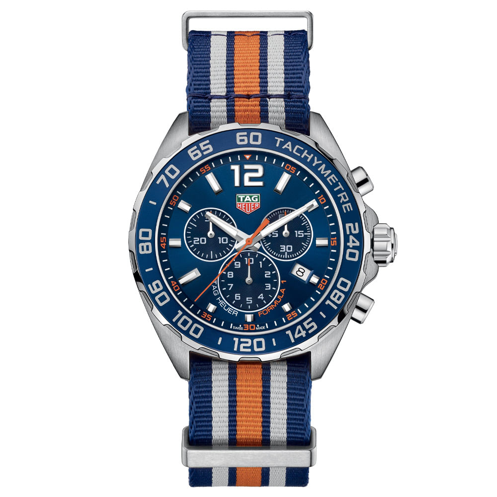 Rel gio TAG Heuer Formula 1 Masculino NATO Azul Laranja e Branco CAZ1014.FC8196