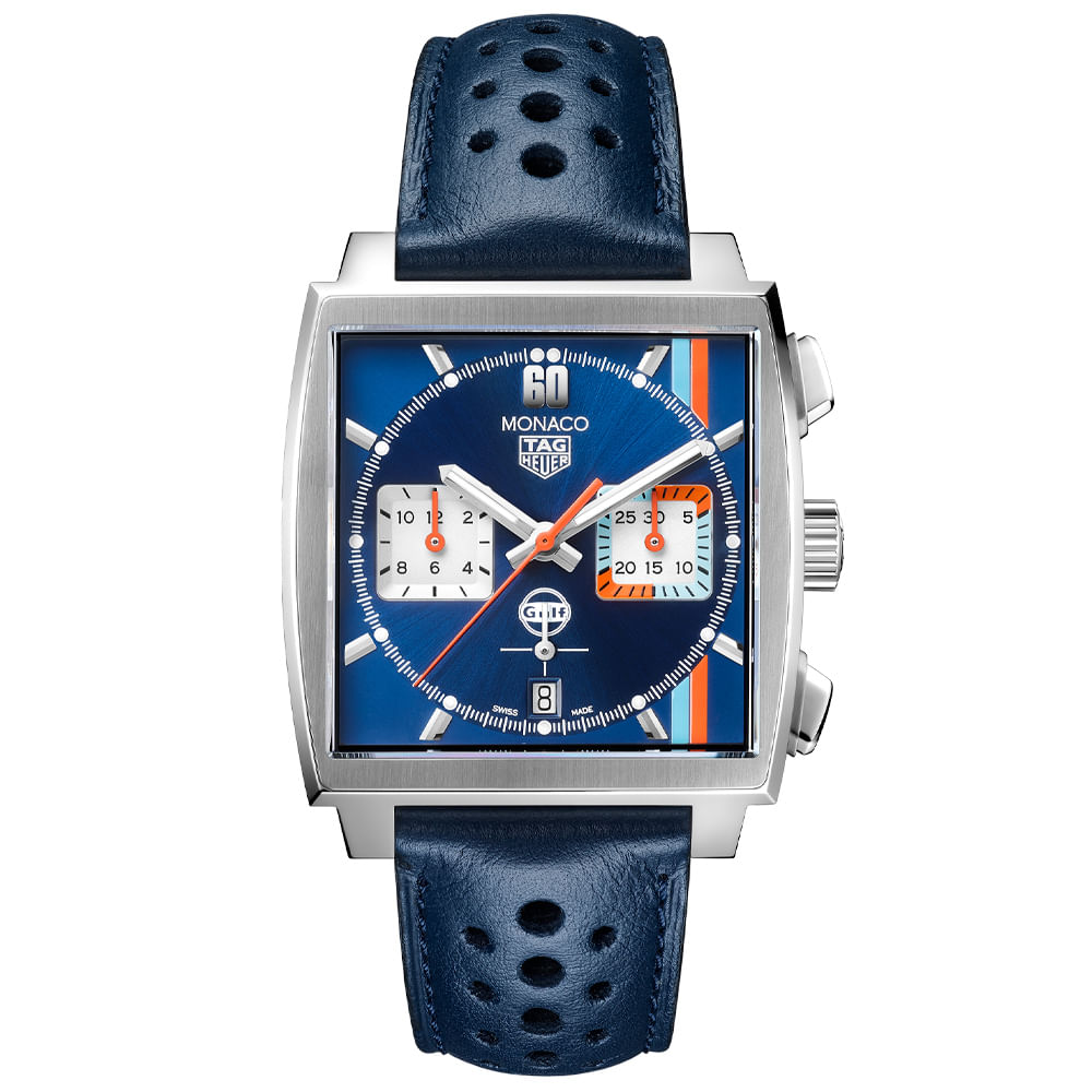 Rel gio TAG Heuer Monaco Masculino Couro Azul CBL2115.FC6494