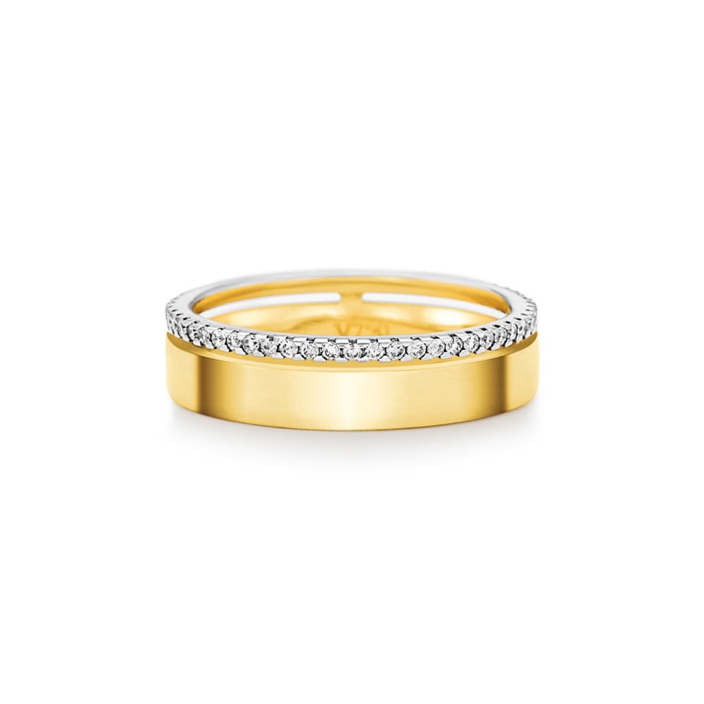 Aliança Love Me em Ouro Amarelo e Ouro Branco 18k e Diamantes, 5mm